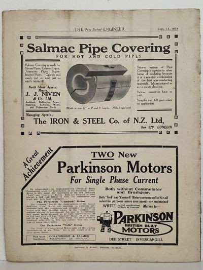 OLD MAGAZINE: The New Zealand Engineer Vol. 1, No. 6 - 15 September 1924