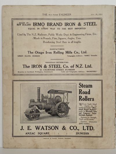 OLD MAGAZINE: The New Zealand Engineer Vol. 1, No. 3 - 16 June 1924