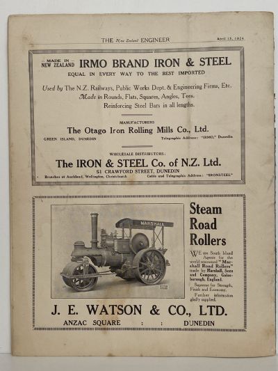OLD MAGAZINE: The New Zealand Engineer Vol. 1, No. 1 - 15 April 1924