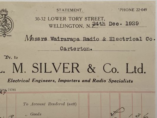 OLD INVOICE / RECEIPT: L. M. Silver & Co. Ltd. 1929 