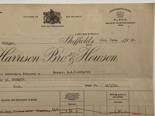 OLD INVOICE / RECEIPT: Harrision Bros. & Howson - Silversmiths 1934 