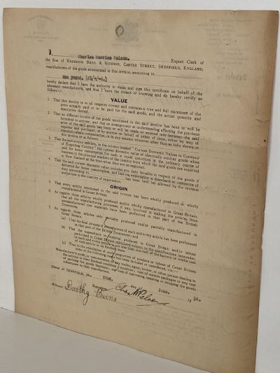 OLD INVOICE / RECEIPT: Harrision Bros. & Howson - Silversmiths 1934