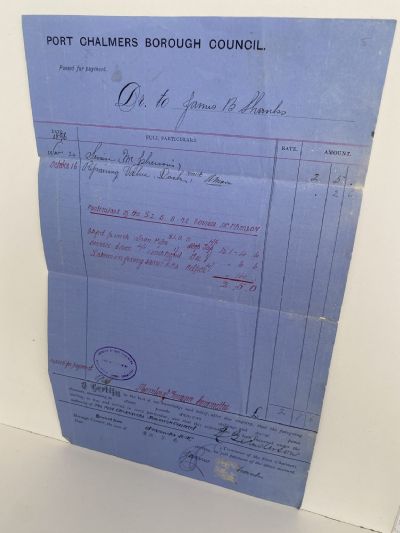 ANTIQUE INVOICE / RECEIPT: Port Chalmers Borough Council 1896