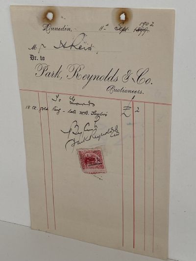 ANTIQUE INVOICE / RECEIPT: Park, Reynolds & Co. Auctioneers 1902