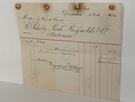 ANTIQUE INVOICE / RECEIPT: Park, Reynolds & Co. Auctioneers 1890