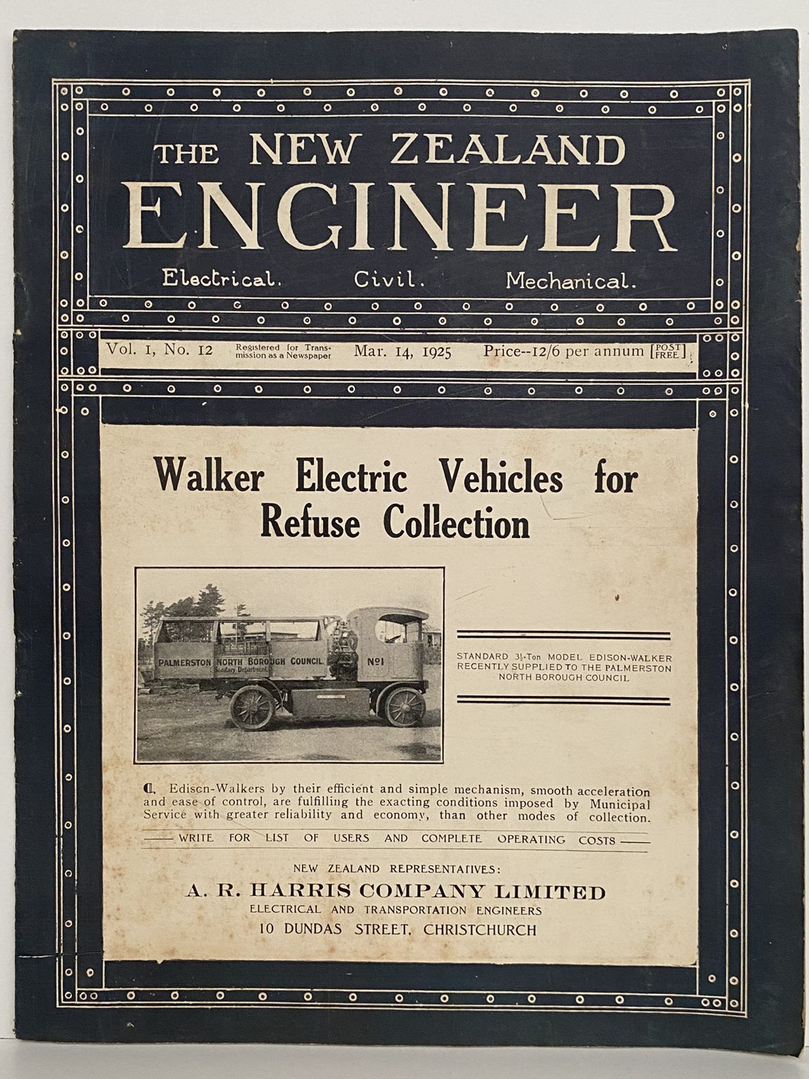 OLD MAGAZINE: The New Zealand Engineer Vol. 1, No. 12 - 15 March 1925