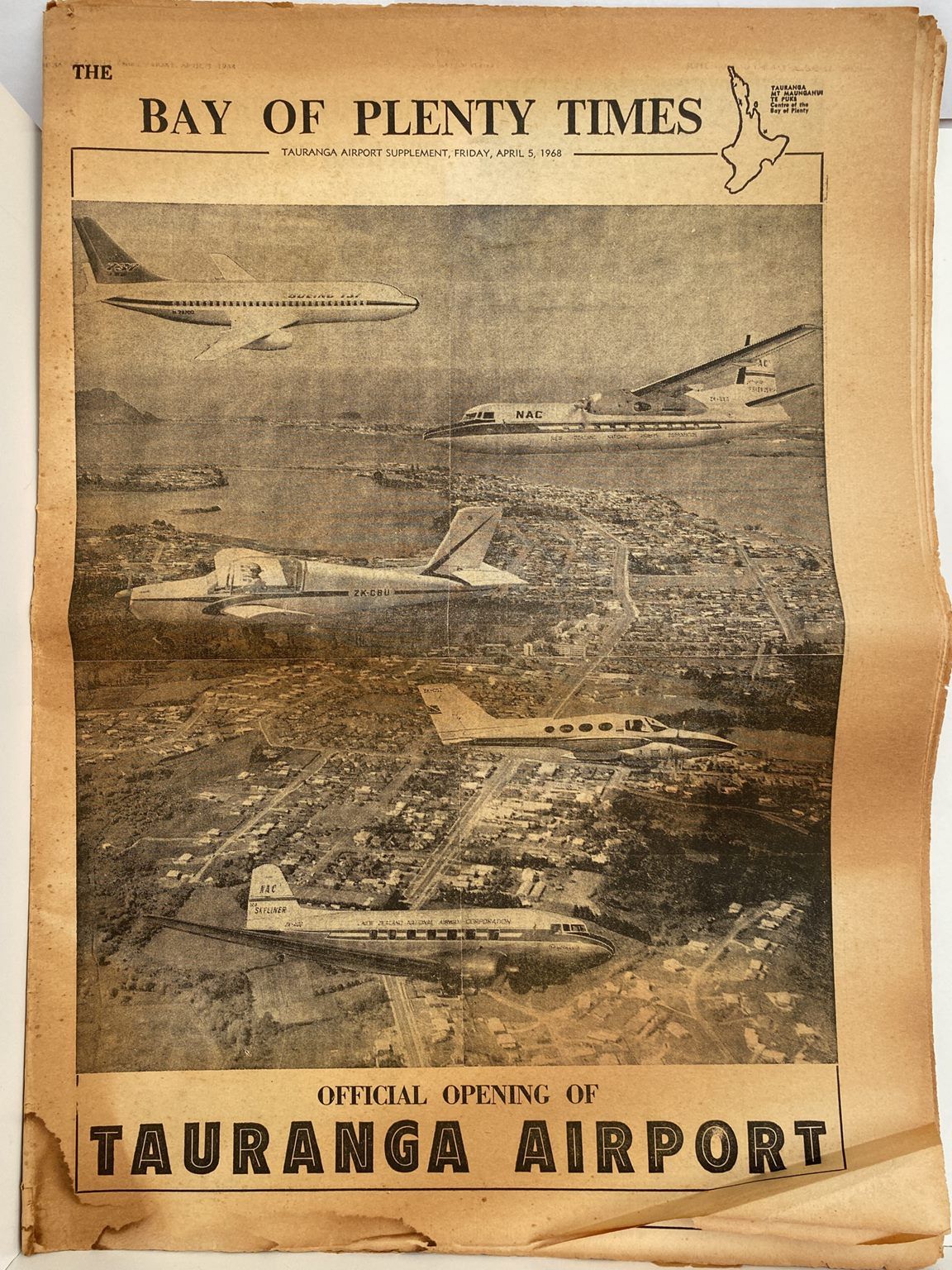 OLD NEWSPAPER: The Bay of Plenty Times - Opening of Tauranga Airport 1968