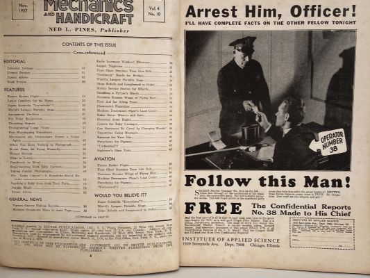 VINTAGE MAGAZINE: Mechanix and Handicraft, Vol. 4, No. 10 - November 1937