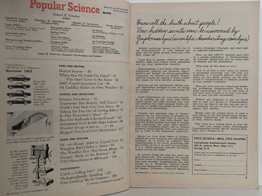 VINTAGE MAGAZINE: Popular Science, Vol. 183, No. 5 - November 1963