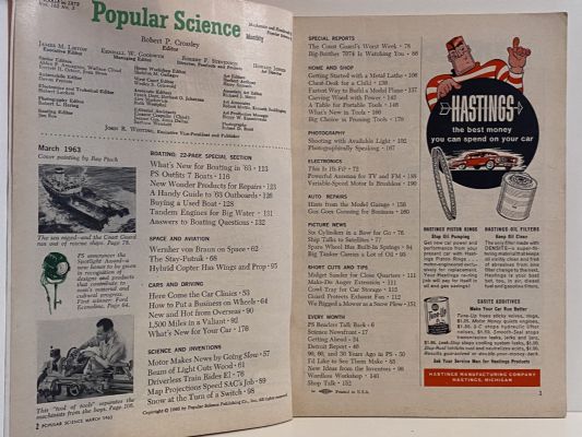 VINTAGE MAGAZINE: Popular Science, Vol. 182, No. 3 - March 1963