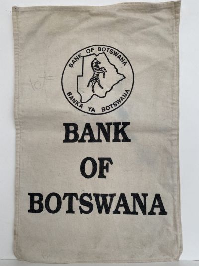 OLD BANKING MEMORABILIA: Cloth cash bag - Bank of Botswana