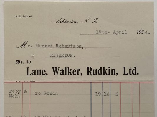 OLD INVOICE / RECEIPT: Lane, Walker, Rudkin Ltd, Ashburton 1934 