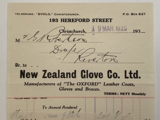 OLD INVOICE / RECEIPT: New Zealand Glove Co Ltd, Christchurch 1935 