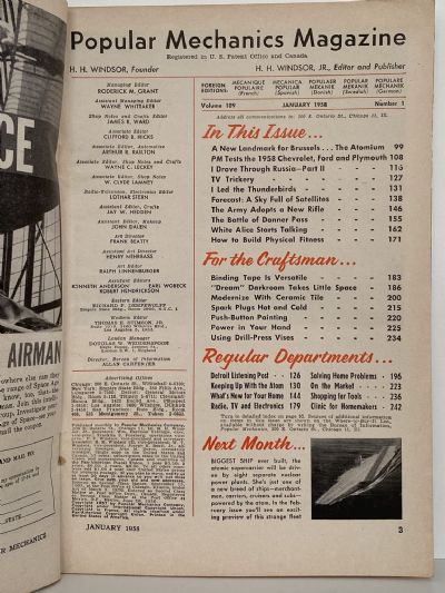 VINTAGE MAGAZINE: Popular Mechanics - Vol. 109, No. 1 - January 1958