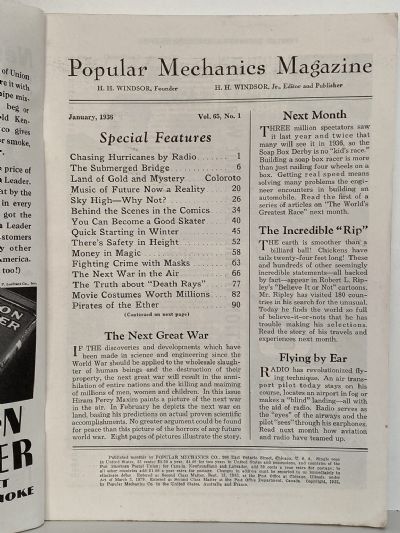 VINTAGE MAGAZINE: Popular Mechanics - Vol. 65, No. 1 - January 1936