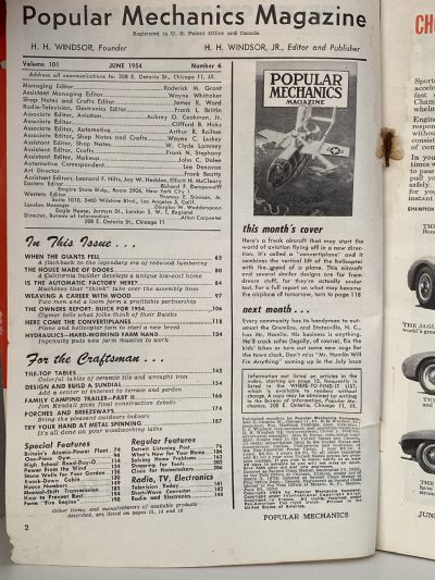 VINTAGE MAGAZINE: Popular Mechanics - Vol. 101, No. 6 - June 1954