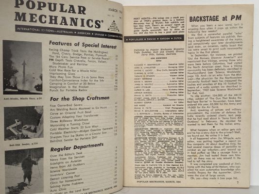 VINTAGE MAGAZINE: Popular Mechanics - Vol. 121, No. 1 - March 1964