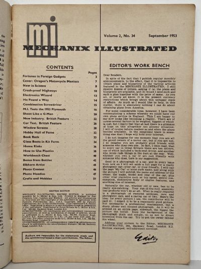 VINTAGE MAGAZINE: Mechanix Illustrated - Vol. 2, No. 34 - September 1953