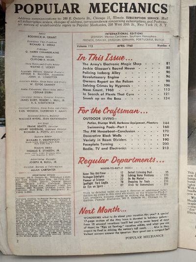 VINTAGE MAGAZINE: Popular Mechanics - Vol. 113, No. 4 - April 1960