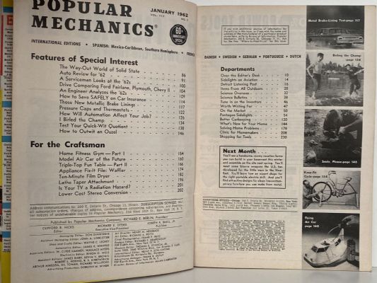 VINTAGE MAGAZINE: Popular Mechanics - Vol. 117, No. 1 - January 1962