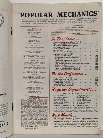 VINTAGE MAGAZINE: Popular Mechanics - Vol. 114, No. 4 - October 1960