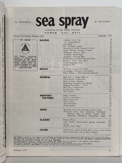 VINTAGE MAGAZINE: Sea Spray / Power & Sail - Vol. 23, No. 1 - February 1970