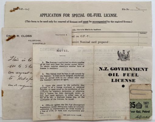 OLD DOCUMENT: NZ Government Application for special Oil-fuel License 1941 