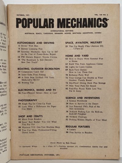 VINTAGE MAGAZINE: Popular Mechanics - Vol. 136, No. 2 - October 1971