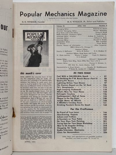 VINTAGE MAGAZINE: Popular Mechanics - Vol. 95, No. 4 - April 1951