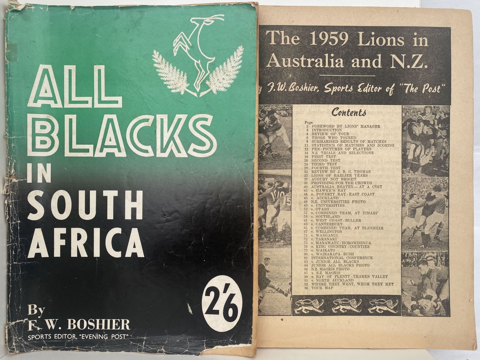 OLD MAGAZINE: 2x All Blacks Magazines, South Africa 1960 / Lions in NZ 1959
