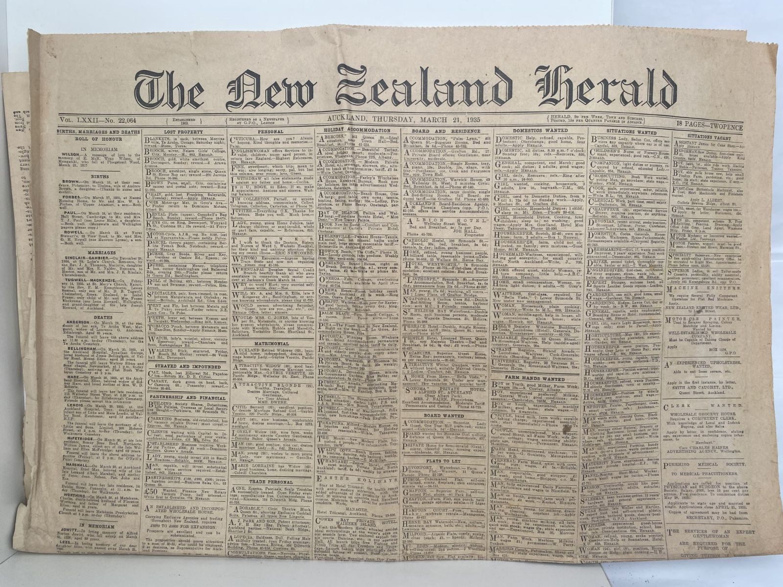 OLD NEWSPAPER: The New Zealand Herald, 21 March 1935