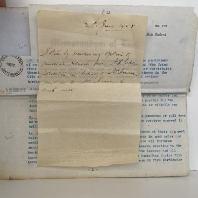 ANTIQUE PROPERTY LEASE in Lyttleton, Christchurch 1922