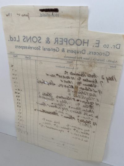 OLD INVOICE / RECEIPT: E. Hooper & Sons, Wakefield - Drapers 1941