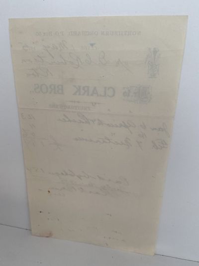 OLD INVOICE / RECEIPT: Clark Bros, Clyde - Fruitgrowers 1935