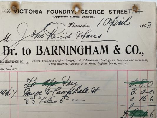 ANTIQUE INVOICE / RECEIPT: Barningham & Co, Dunedin - Manufacturers 1903 