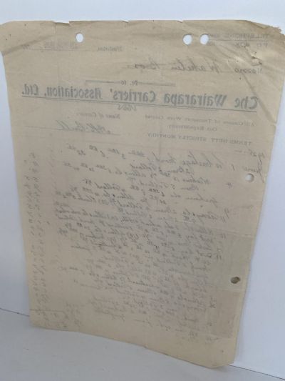 OLD INVOICE / RECEIPT: Wairarapa Carriers' Ass'n Ltd, Masterton 1925