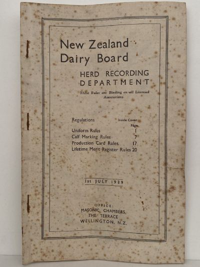 FARMING BULLETIN: New Zealand Dairy Board - Herd Recording Dept