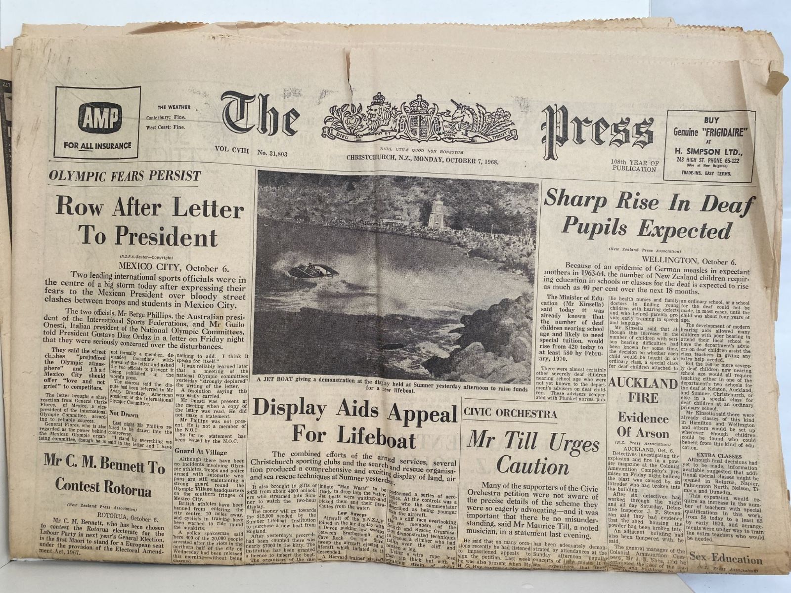 OLD NEWSPAPER: The Press, Christchurch - 7 October 1968