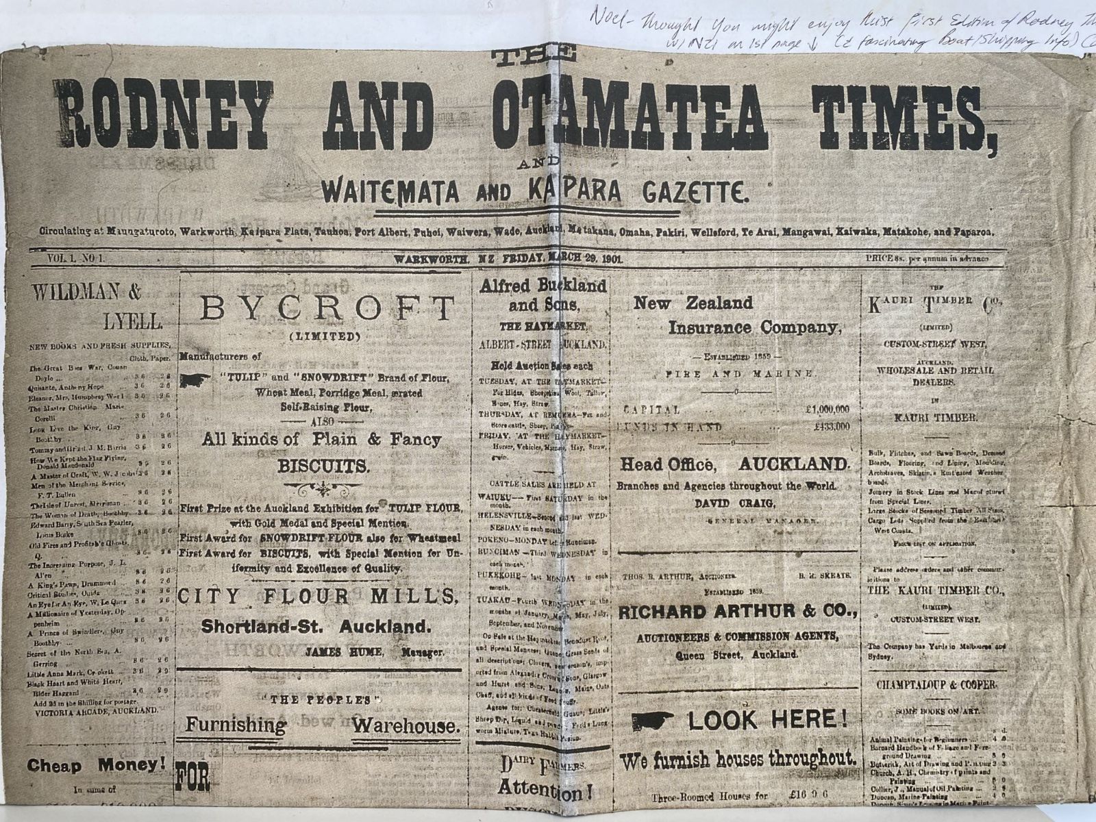 OLD NEWSPAPER: The Rodney and Otamatea Times - 29 March 1901