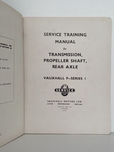 VAUXHALL F - Series 1 Service Training Manual - Transmission / Prop Shaft