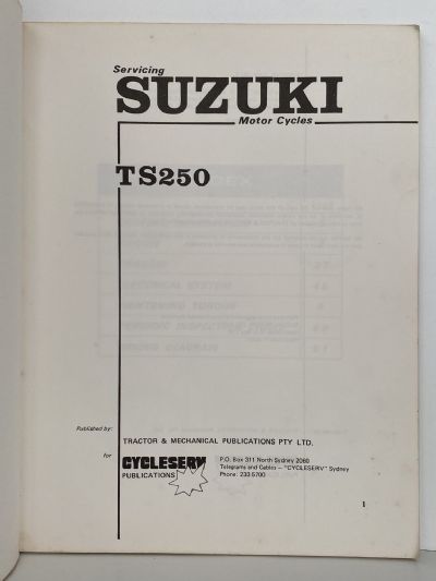 SUZUKI TS250 Motorcycle Owners Workshop Manual