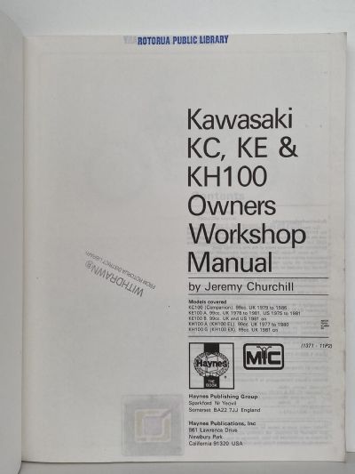 KAWASAKI KC, KE & KH 100, 1975 to 1990 - Motorcycle Owners Workshop Manual