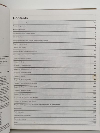 HONDA ACCORD - all models 1976 to 1984 Owners Workshop Manual
