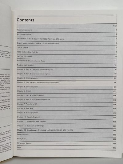 DATSUN VIOLET 1978 to 1982 Owners Workshop Manual