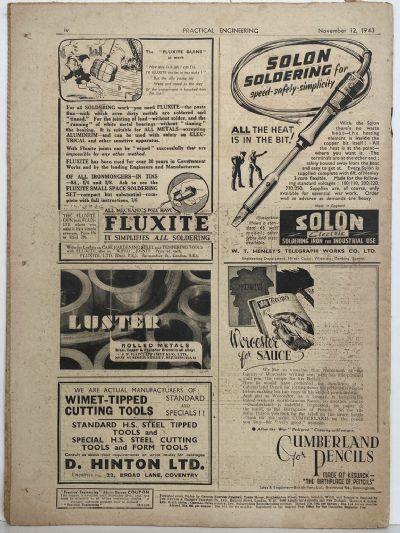 VINTAGE MAGAZINE: Practical Engineering - Vol. 8, No. 199 - 12 November 1943