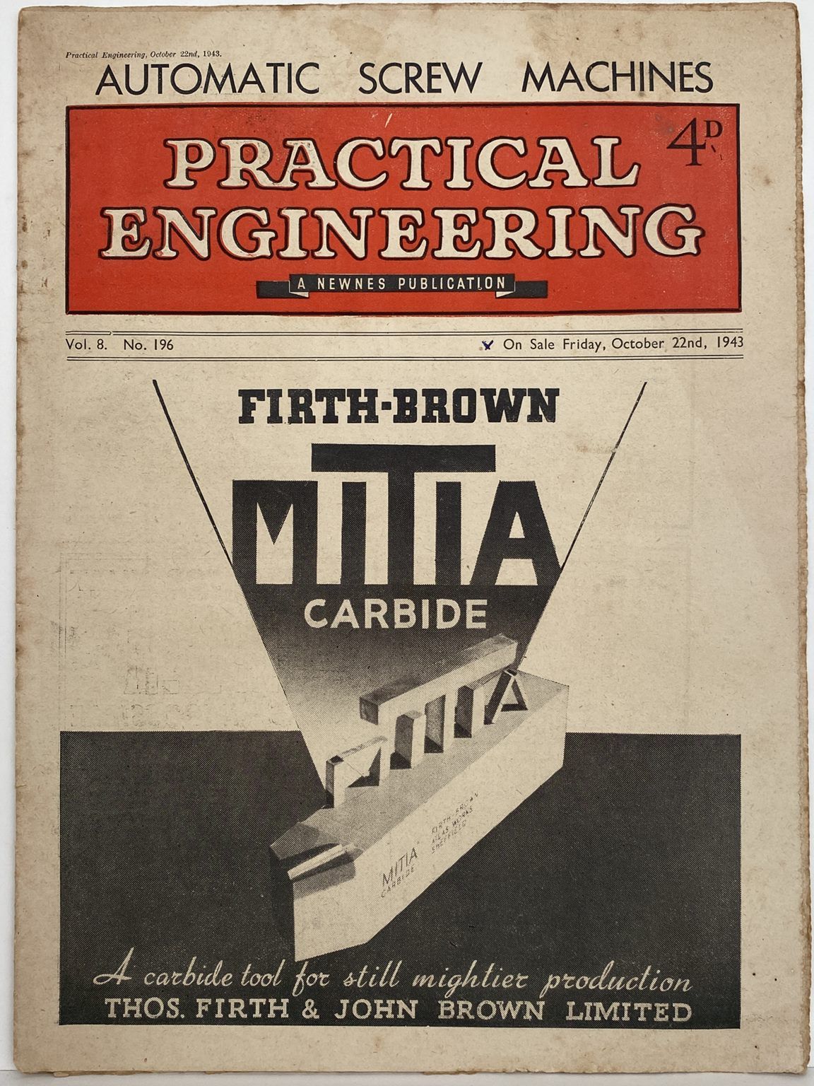 VINTAGE MAGAZINE: Practical Engineering - Vol. 8, No. 196 - 22 October 1943