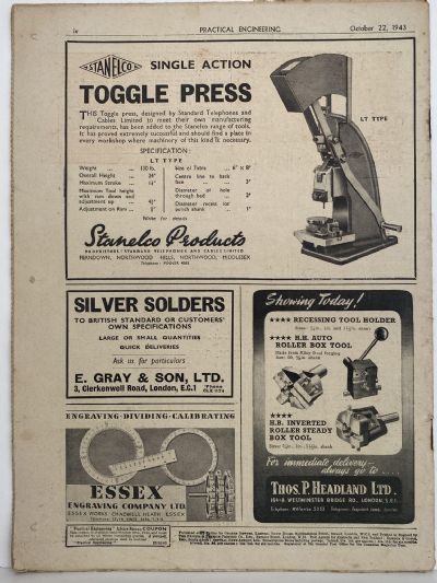 VINTAGE MAGAZINE: Practical Engineering - Vol. 8, No. 196 - 22 October 1943