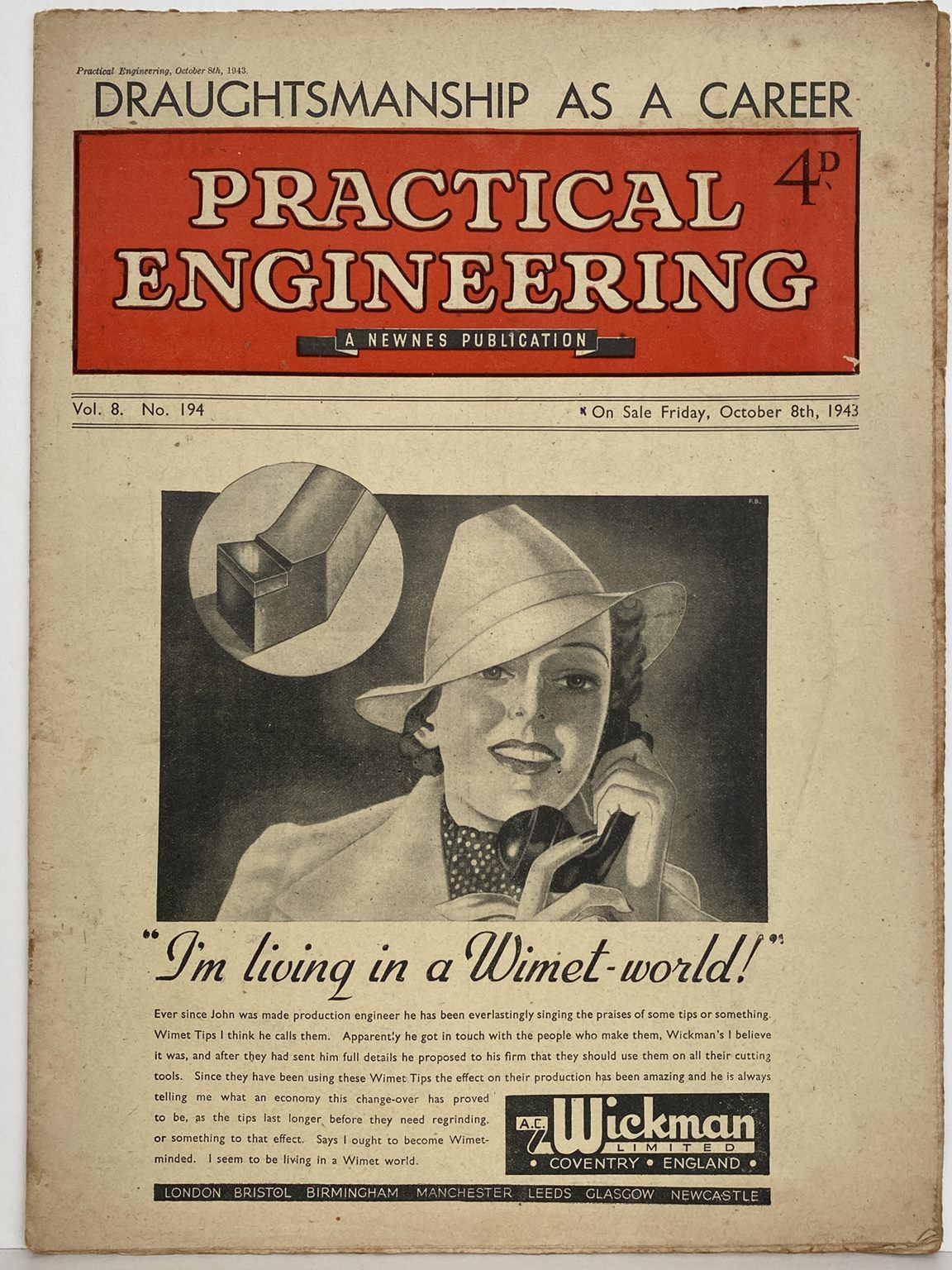 VINTAGE MAGAZINE: Practical Engineering - Vol. 8, No. 194 - 8 October 1943