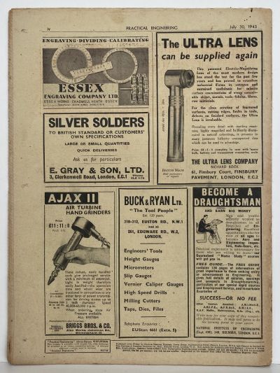 VINTAGE MAGAZINE: Practical Engineering - Vol. 8, No. 184 - 30 July 1943