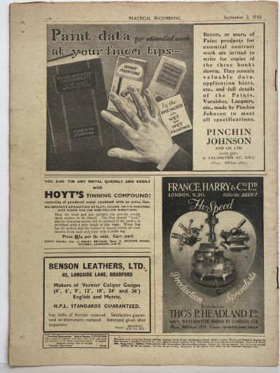 VINTAGE MAGAZINE: Practical Engineering - Vol. 8, No. 189 - 3 September 1943